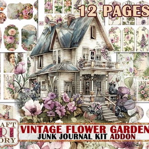 Vintage Blumengarten Junk Journal Kit ADDON, scrapbook printables digitale Papiere