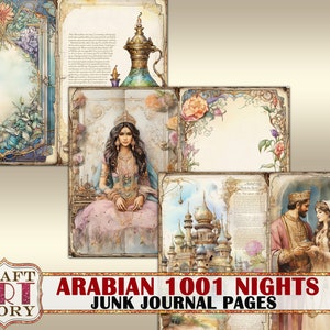 Arabian 1001 Nights Junk Journal Pages,fantasy fairy tales printables digital papers image 6