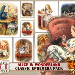 Alice in Wonderland Ephemera Pack,Printable kit,Vintage junk journal pack,digital art