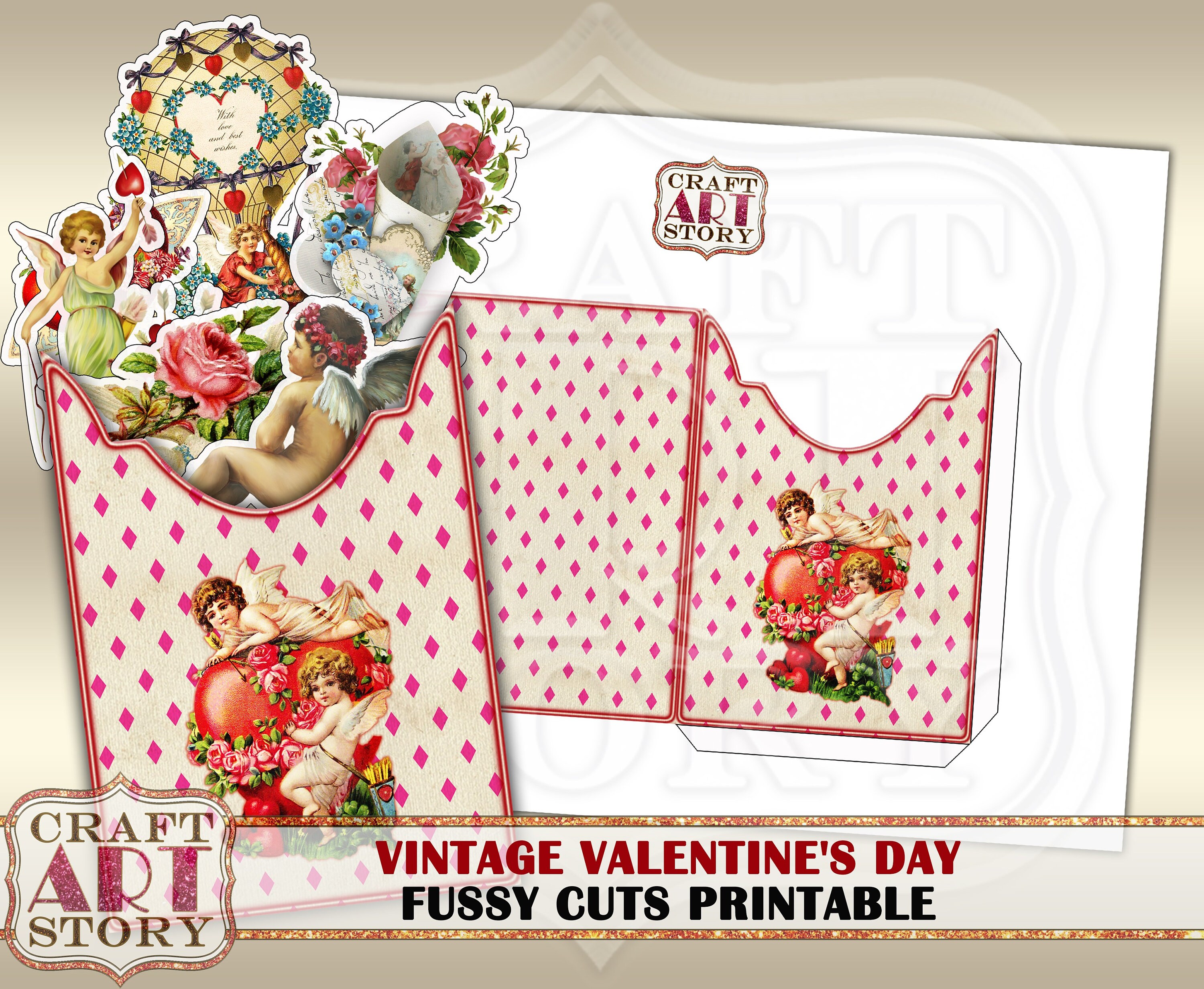 Vintage Stickers Setfussy Cuts Printablestickers Valentines - Etsy