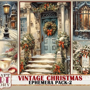 Vintage Weihnachten Ephemera Pack, Winterbilder, Kartenpapiere-2