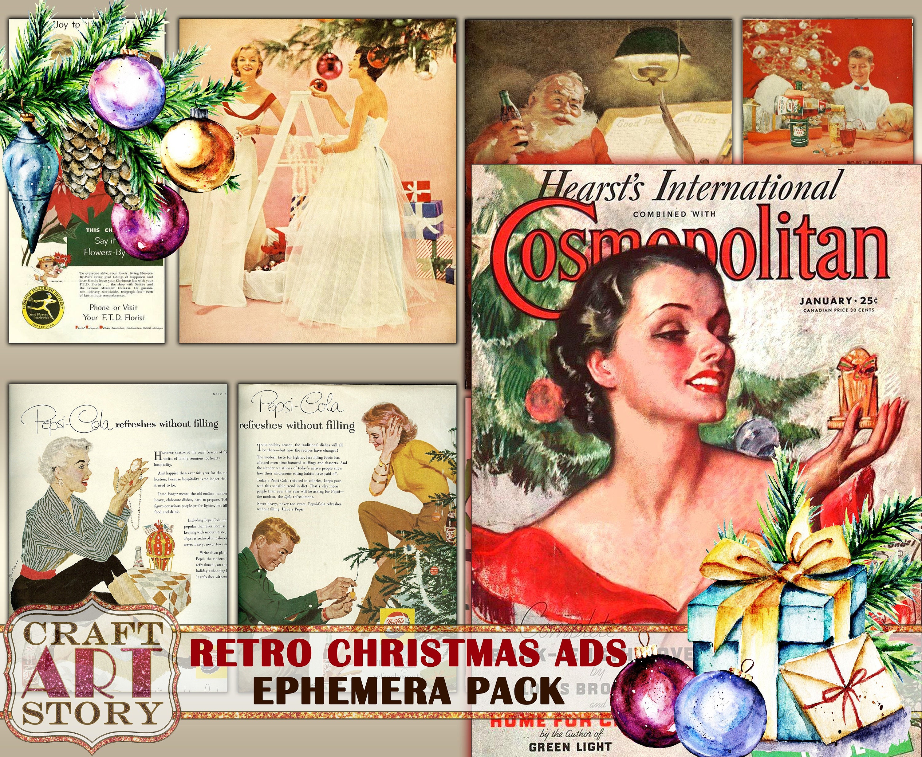 Retro Christmas Ads Ephemera Pack,1950s Papers Printable Kit,vintage Ads  Collage Sheet - Etsy