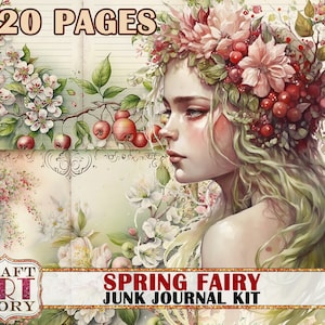 Frühlingsfee Junk Journal Seiten, Scrapbook Printables digitale Papiere