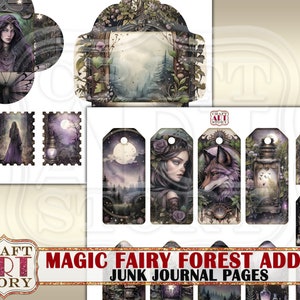 Magic Fairy Forest Junk Journal Pages Addon,fantasy Printables Digital ...