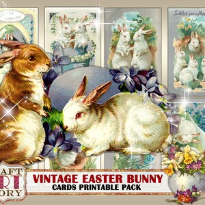 Vintage viktorianische Osterhasenkarten Ephemera Pack, Osterkartenset