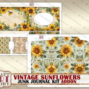 Vintage Sunflowers Junk Journal Kit Addon,scrapbook Printables Digital ...