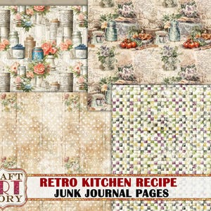 Retro Kitchen Junk Journal Recipe Pages,scrapbooking 50's Style Cook ...