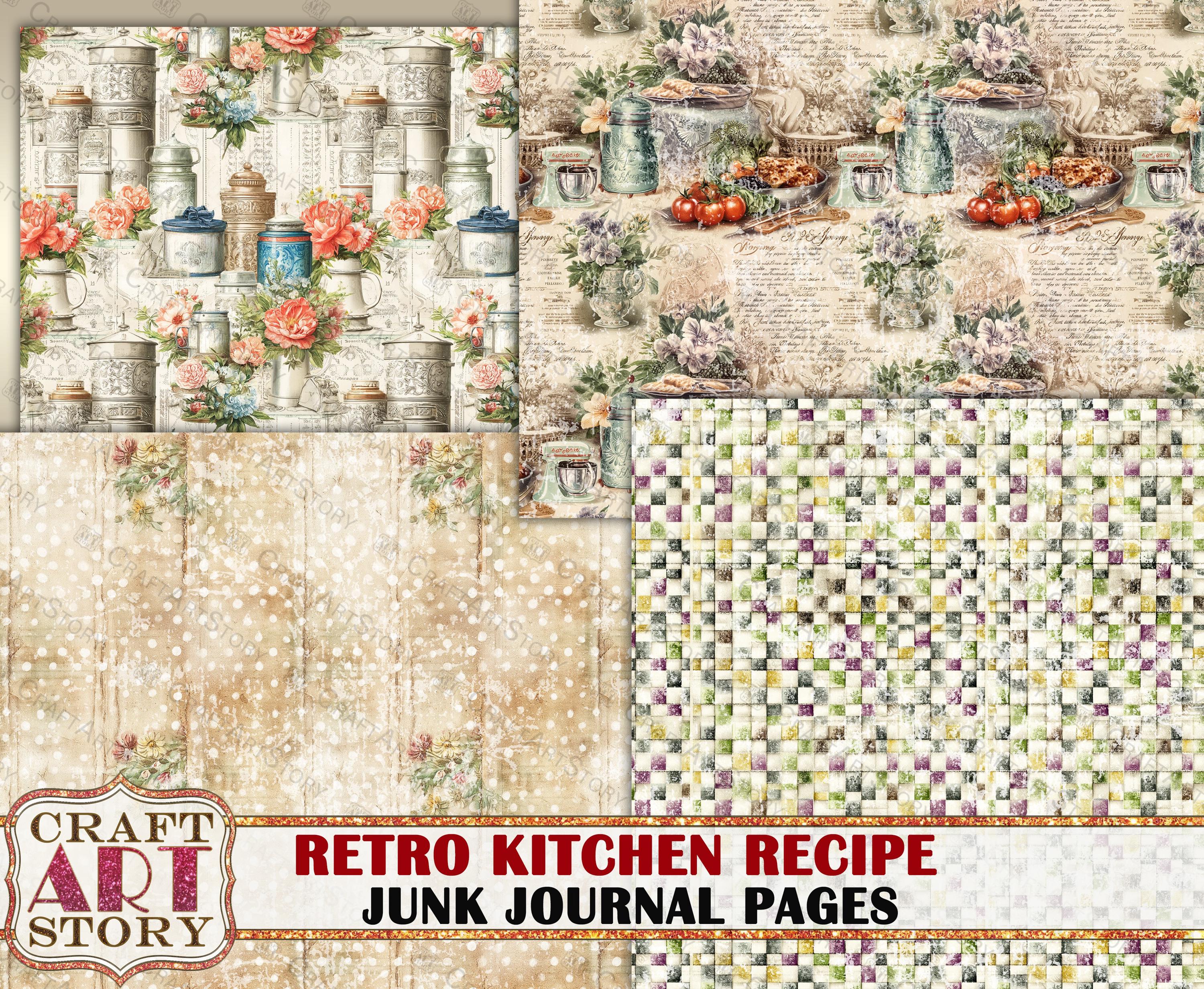 Retro Kitchen Junk Journal Recipe Pages,scrapbooking 50's Style Cook ...