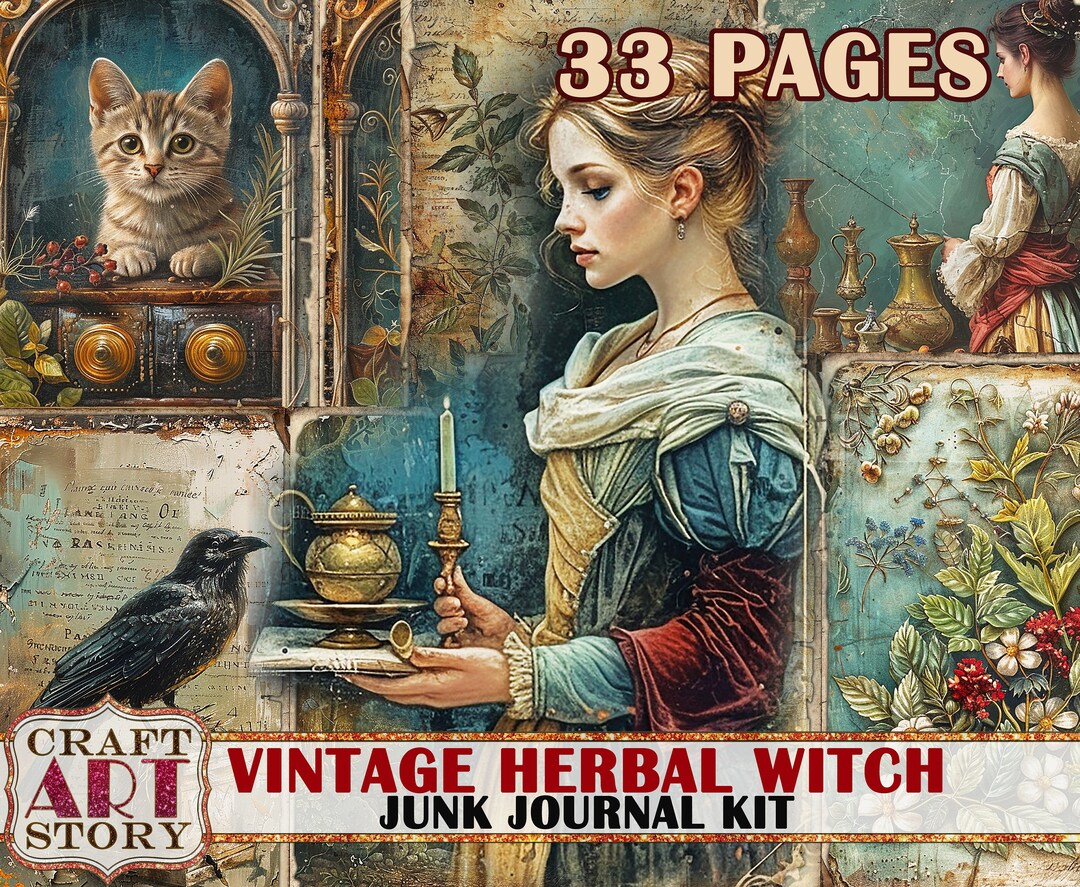 Vintage Herbal Witch Junk Journal Pages,scrapbook Printables Herb ...