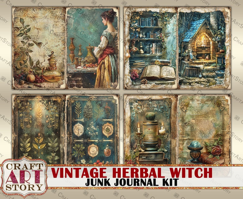 Vintage Herbal Witch Junk Journal Pages,scrapbook Printables Herb ...