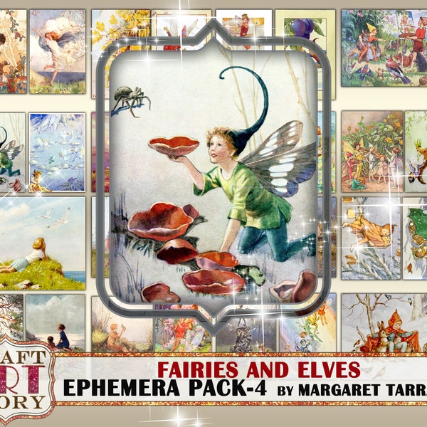 Vintage Fairy Tale art illustrations Ephemera Pack,Printable kit  Margaret Tarrant-4