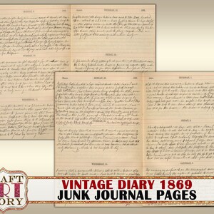 Vintage paper pack diary Pages,old papers set printable,vintage book 1800s junk journal page image 3