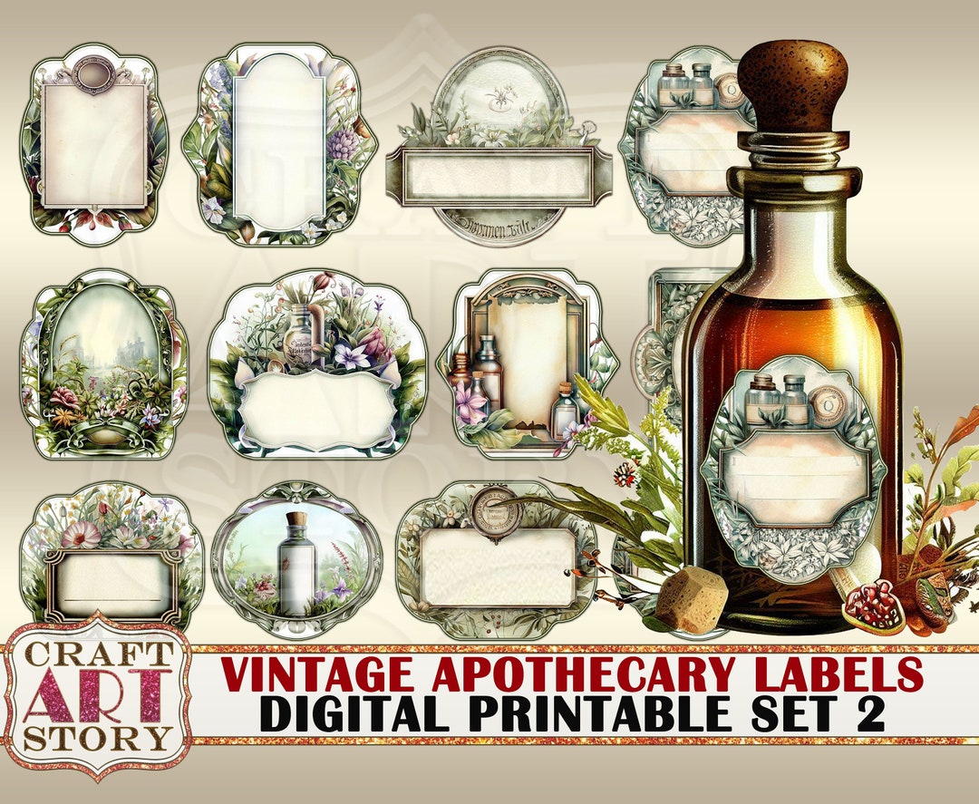 Vintage Apothecary Labels Printable Blank Set-2,herbs Tags Frames - Etsy