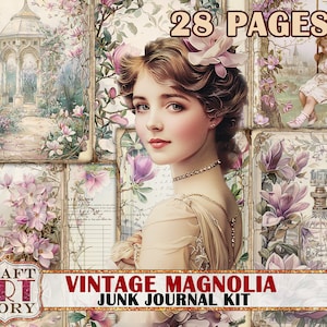 Vintage Magnolie Junk Journal Kit, Scrapbook Printables digitale Papiere