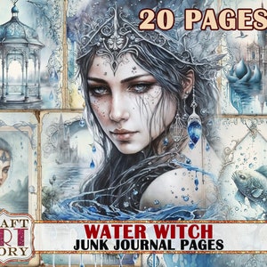 Water Witch Junk Journal Pages,scrapbook printables digital papers