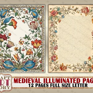 Manuscript Frame Vintage Medieval Illuminated Manuscript Journal Kit (digital Download ...