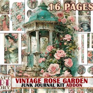 Vintage Rosengarten Junk Journal Kit ADDON, scrapbook printables digitale Papiere