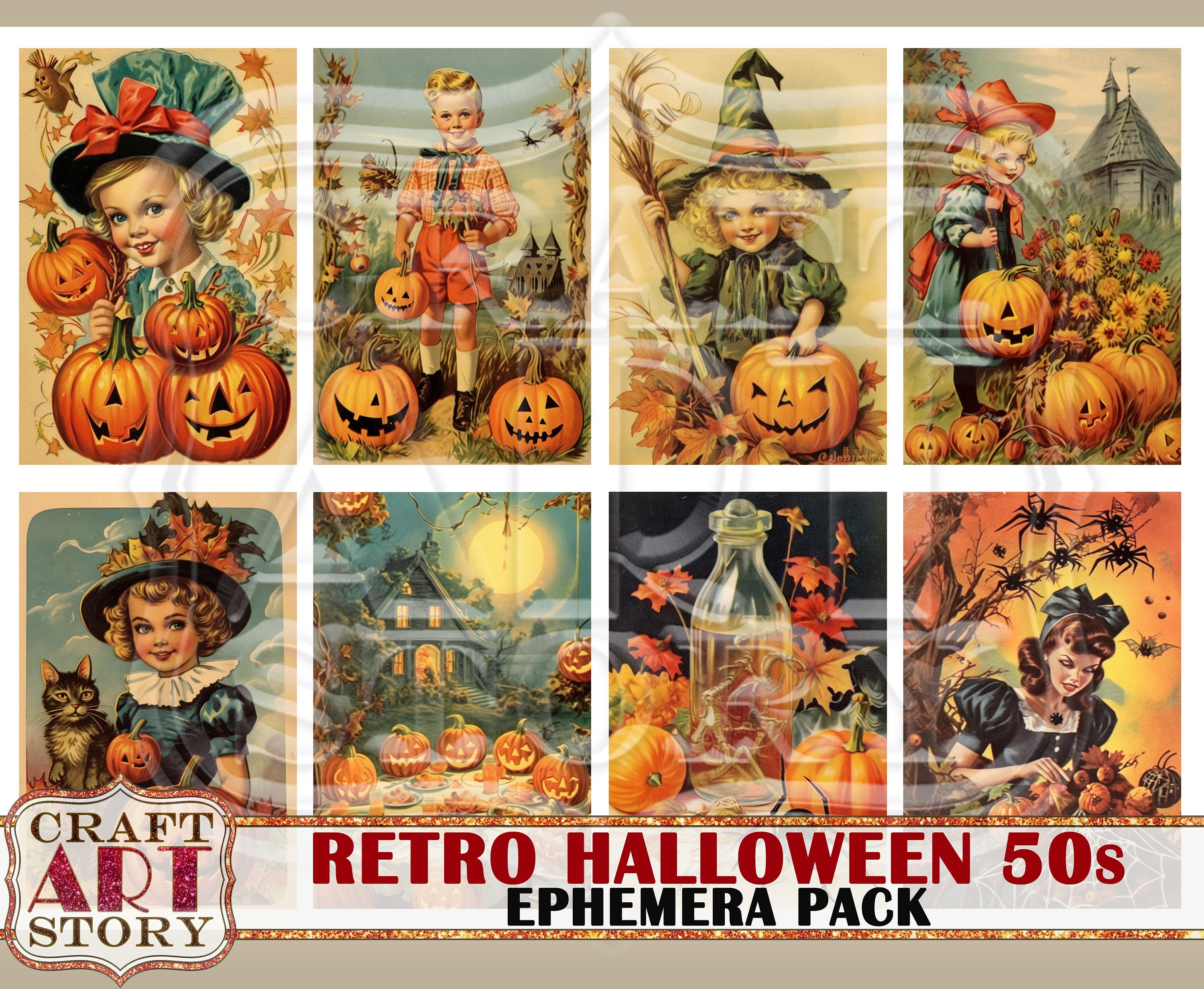 vintage-50s-halloween-ephemera-pack-digital-download-etsy