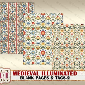 Vintage Medieval Illuminated Blank Pages & Tags-2,border,paper Journal ...