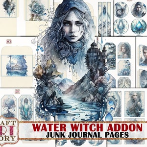 Water Witch Junk Journal Pages ADDON,scrapbook printables digital papers
