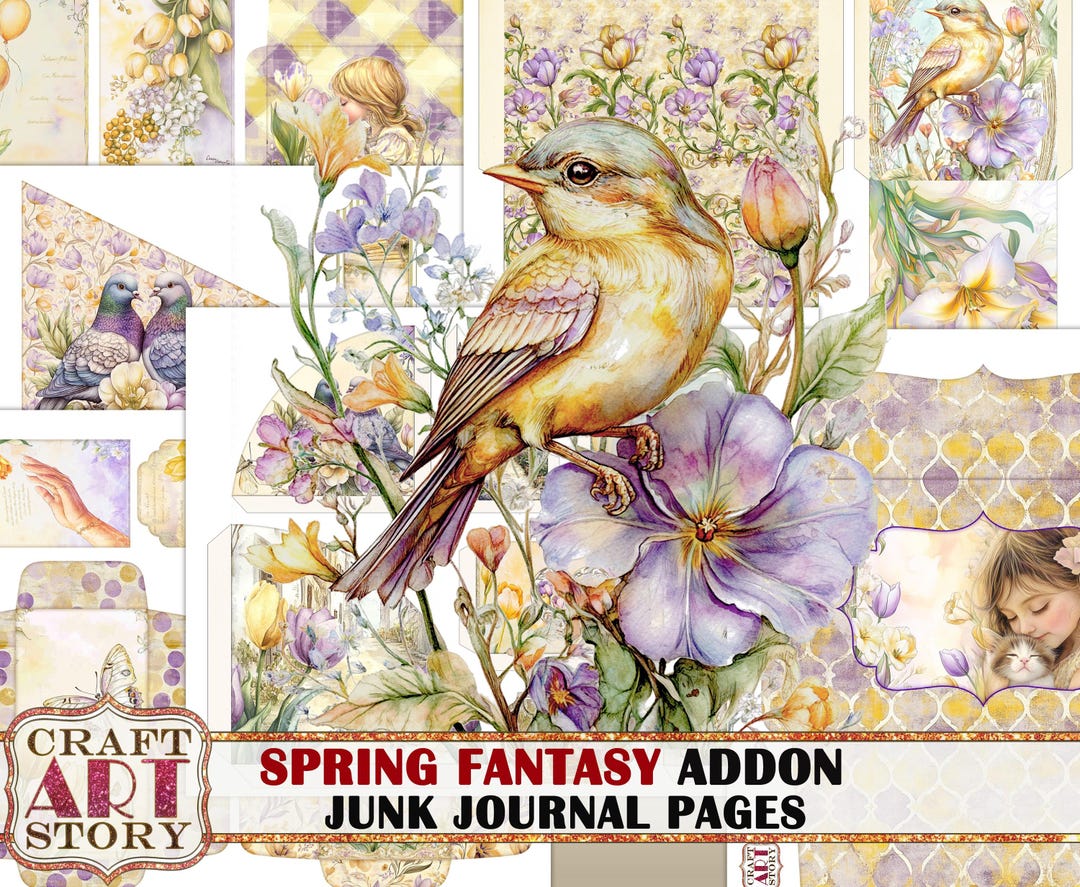 Spring Fantasy Junk Journal Kit Addon,scrapbook Printables Digital ...