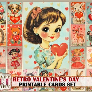 Pack éphémère rétro Saint-Valentin, jeu de cartes de Saint-Valentin