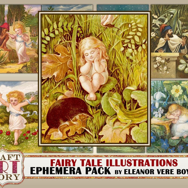 Vintage Fairy Tale art illustrations Ephemera Pack,Printable kit Eleanor Vere Boyle