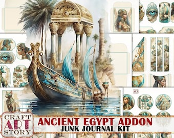 Ancient Egypt Junk Journal Pages,scrapbook printables digital papers ADDON