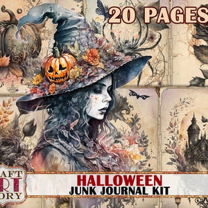 Pages de journal indésirable d&#39;Halloween, papiers numériques à imprimer pour scrapbooking