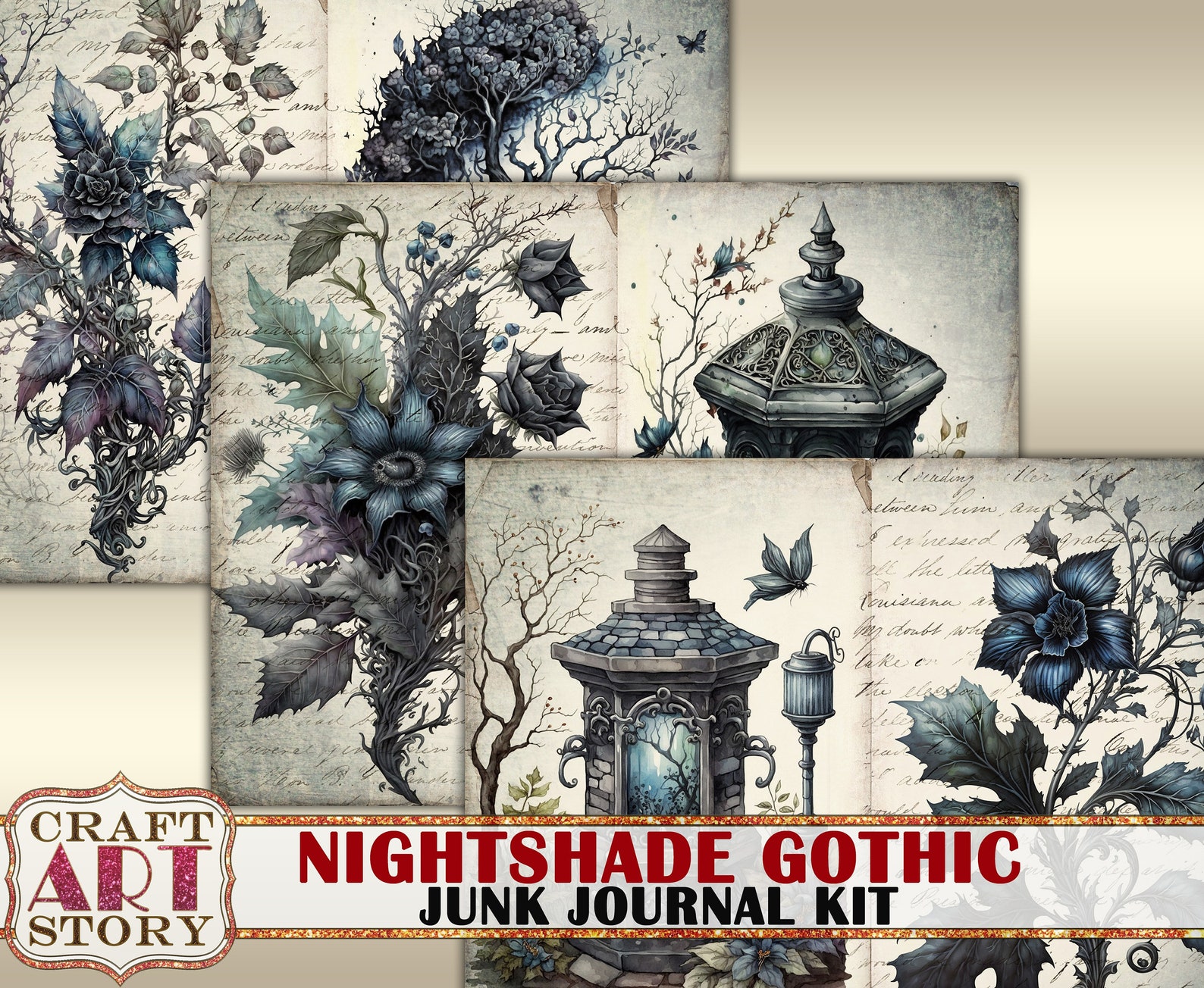 Gothic Fantasy Magic Junk Journal Pages,printables Nightshade Digital ...
