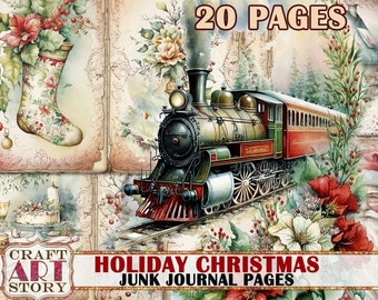 Christmas Junk Journal Pages,winter Holiday printables digital papers