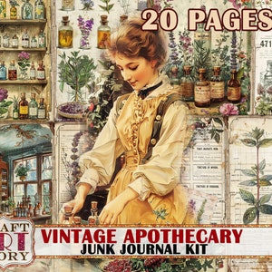 Vintage pharmacy Junk Journal Pages, apothecary printables digital papers image 1