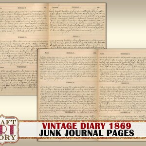 Vintage paper pack diary Pages,old papers set printable,vintage book 1800s junk journal page image 6