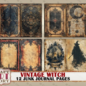Vintage Witch Grunge Junk Journal Pages,retro Scrapbook Magic ...
