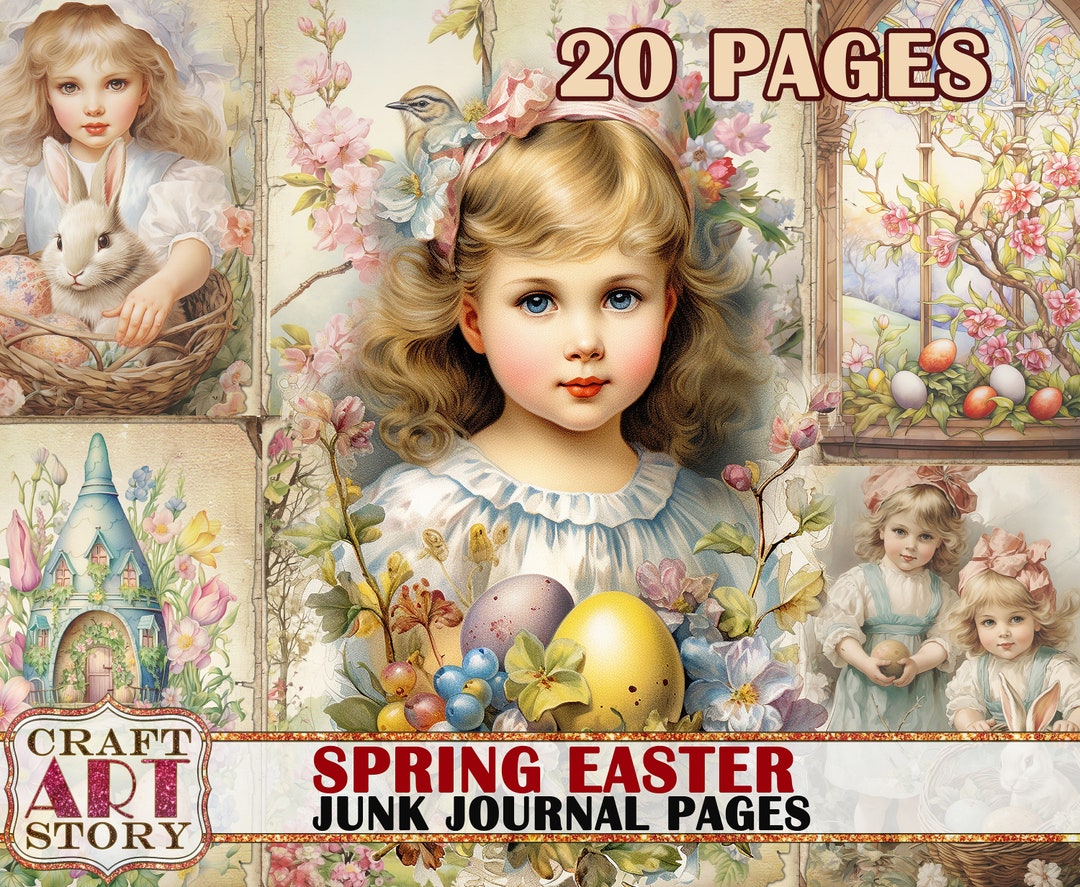 Vintage Spring Easter Junk Journal Pages,printables Digital Papers - Etsy