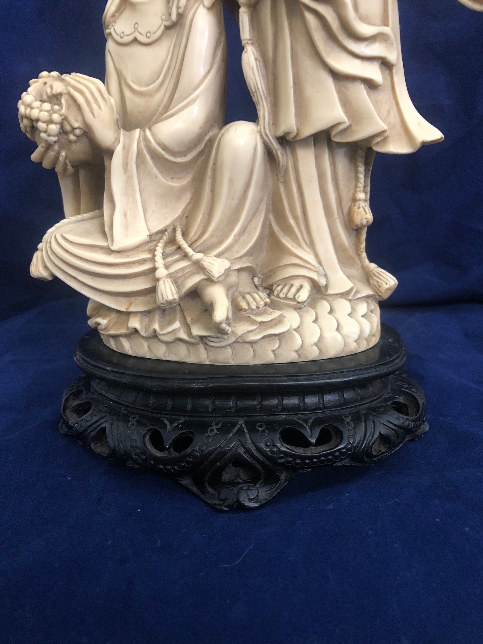 Antique carved Chinese resin guan yin figurine marked 10 Etsy
