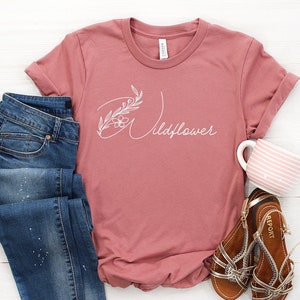 Wildflower T-Shirt - Flower Shirt- Wild & Free Tee - Plant Shirt -Nature Lover Minimalist Style- Supersoft Eco-friendly tee - Boho Shirt -