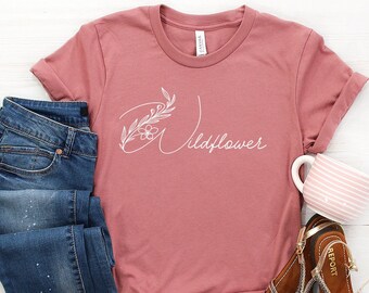 Wildflower T-shirt-bloem shirt-wild & gratis Tee-plant shirt-natuur Lover minimalistische stijl-Super Soft eco-vriendelijke Tee-Boho shirt-