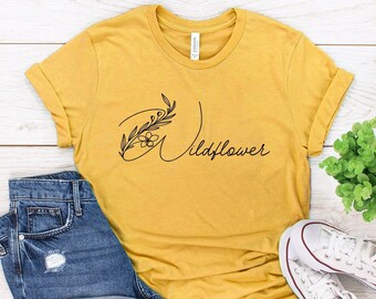 Wildflower T-shirt-bloem shirt-wild & gratis Tee-plant shirt-natuur Lover minimalistische stijl-Super Soft eco-vriendelijke Tee-Boho shirt-