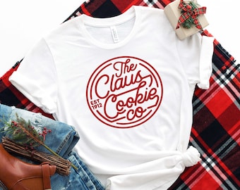 Santa Claus Cookie Company Camisa - Camisa de Navidad moderna - Camisa de hornear de vacaciones de las señoras - camisa de Navidad para las mujeres - camisa de vacaciones linda -