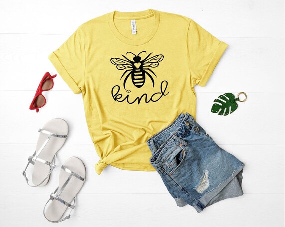 Bee Kind T-Shirt - Honey Bee Art - Trendy Tee - Eco-friendly Tshirts with Sayings - Be Kind - Kindness Tee - with Quotes