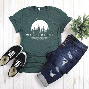 Wanderlust T-shirt Camping Shirt Trees & Lake Life - Etsy