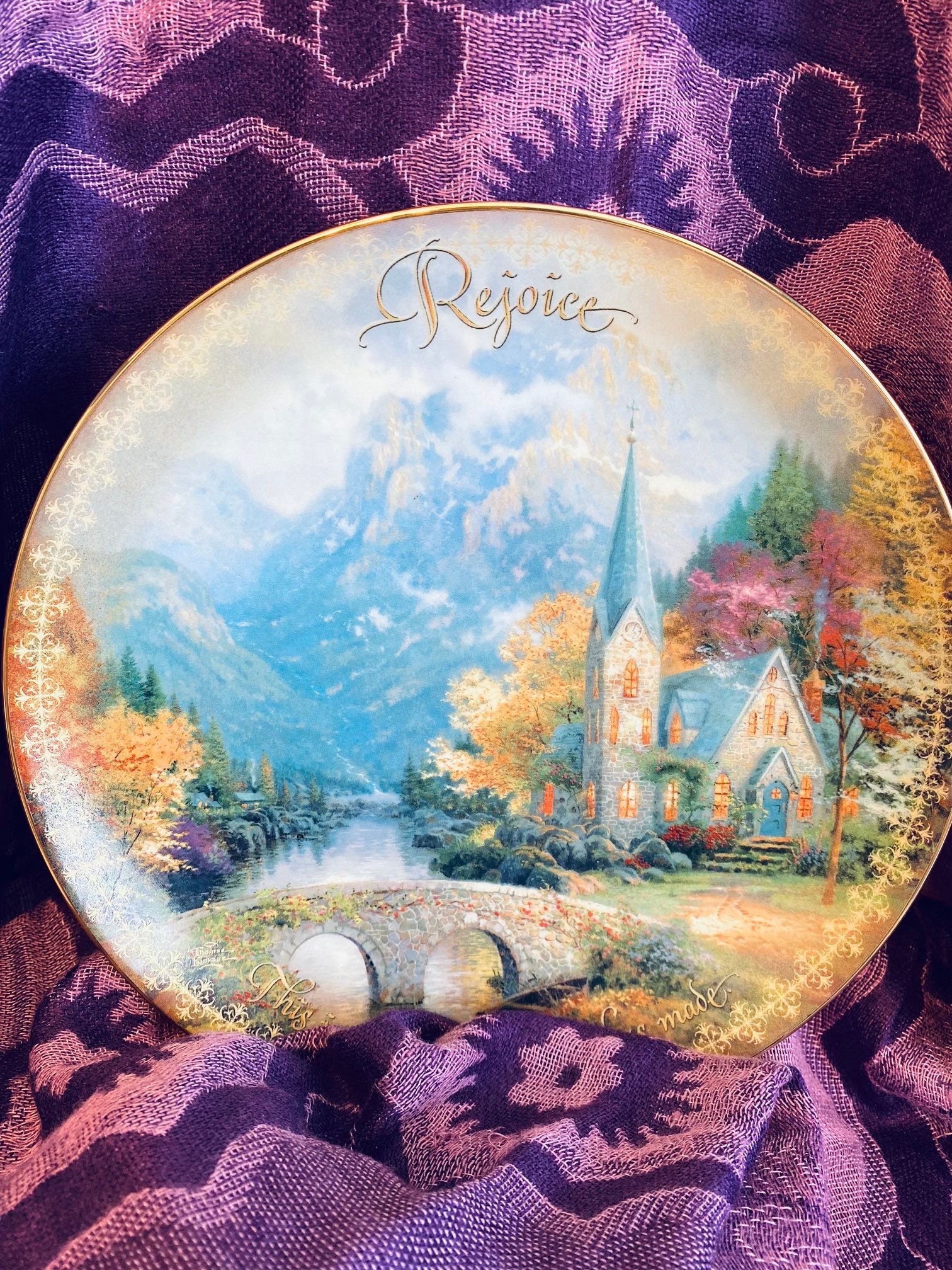 REJOICE Thomas Kinkade Collector Plate Etsy
