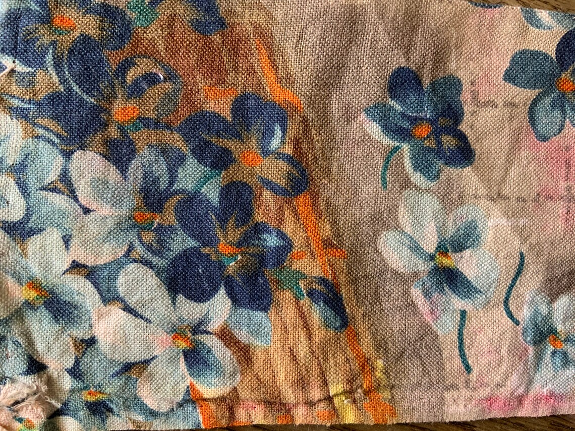 1920s Floral French Fabric Remnant Band Vintage Fabric Etsy