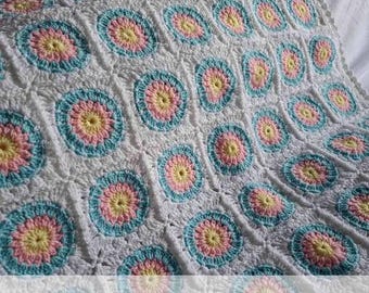Sherbert Bonbon Crochet Baby Blanket / Small Throw Pattern | Join-As-You-Go (PDF Pattern Download)