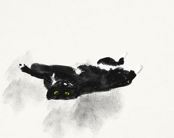 Pootles Relaxed, Cat, Print, Cat Drawing, Series of Prints, Digital Art, Art Print