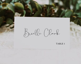 Modern Wedding Place Card Template, Elegant Wedding Name Card, Minimalist Wedding Place Card, Printable Escort Card, Editable