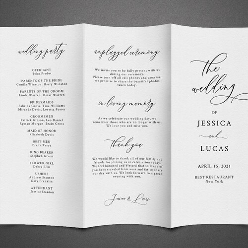 Gold Tri Fold Wedding Program Template Trifold Program - Etsy
