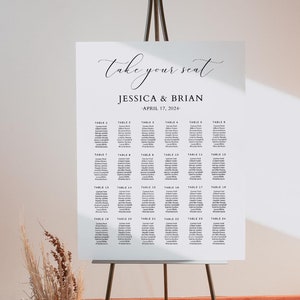Wedding Seating Chart Template, Wedding Seating Chart 24 tables, Printable Wedding Seating Chart Sign, Minimalist Table Seating Chart