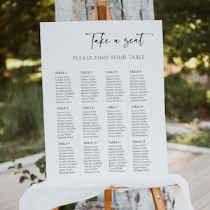 Wedding Seating Chart 12 tables, Custom Seating Chart Plan, Seating Chart Board, Seating Chart Assignment, Portrait Seating Chart, Editable